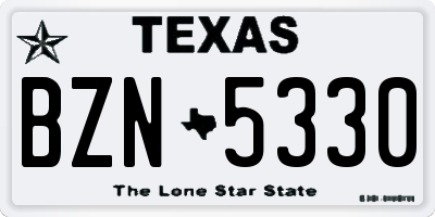 TX license plate BZN5330