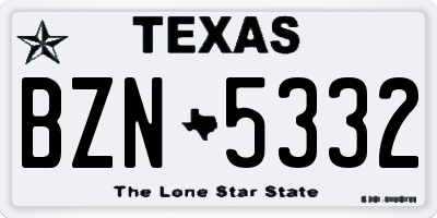 TX license plate BZN5332