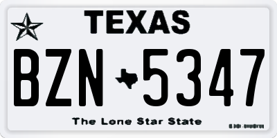 TX license plate BZN5347