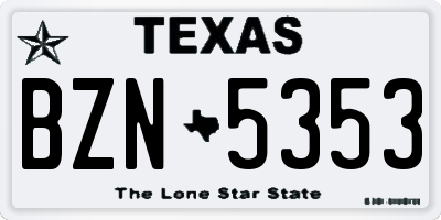 TX license plate BZN5353
