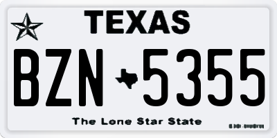 TX license plate BZN5355