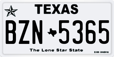 TX license plate BZN5365