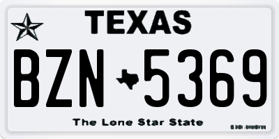 TX license plate BZN5369