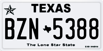 TX license plate BZN5388