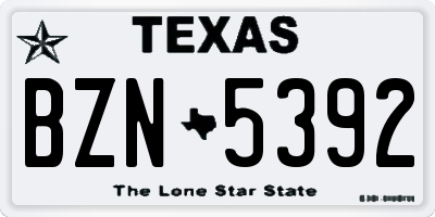 TX license plate BZN5392