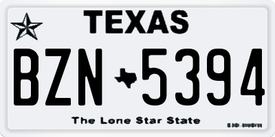 TX license plate BZN5394