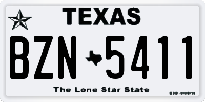 TX license plate BZN5411