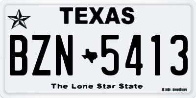 TX license plate BZN5413