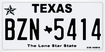 TX license plate BZN5414