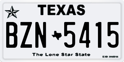 TX license plate BZN5415