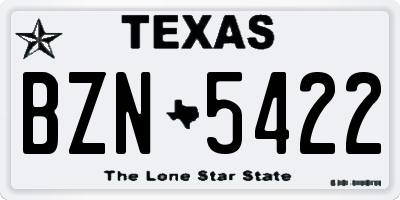 TX license plate BZN5422