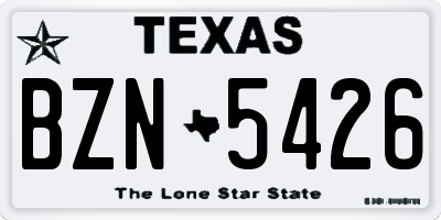 TX license plate BZN5426