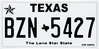TX license plate BZN5427