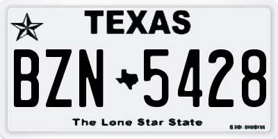 TX license plate BZN5428