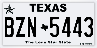 TX license plate BZN5443