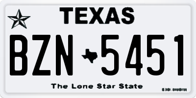 TX license plate BZN5451