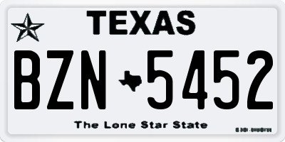 TX license plate BZN5452