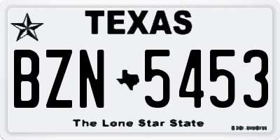 TX license plate BZN5453