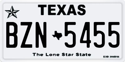 TX license plate BZN5455