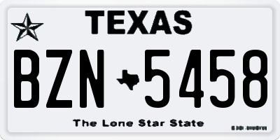 TX license plate BZN5458