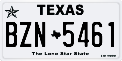 TX license plate BZN5461