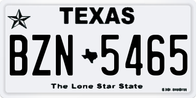 TX license plate BZN5465