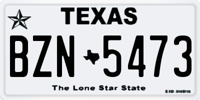 TX license plate BZN5473