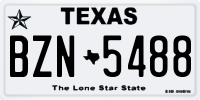 TX license plate BZN5488