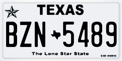 TX license plate BZN5489