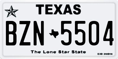TX license plate BZN5504