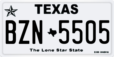 TX license plate BZN5505