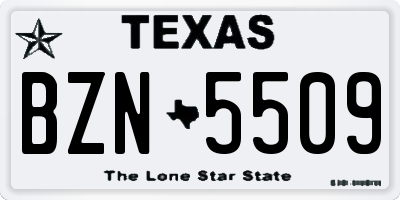 TX license plate BZN5509