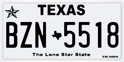 TX license plate BZN5518