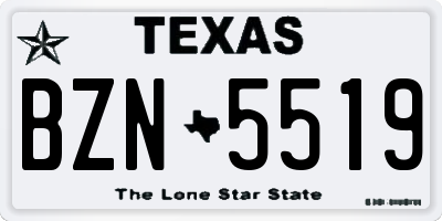 TX license plate BZN5519