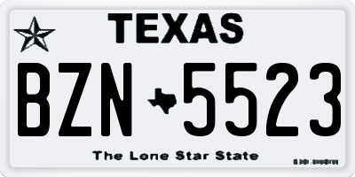 TX license plate BZN5523
