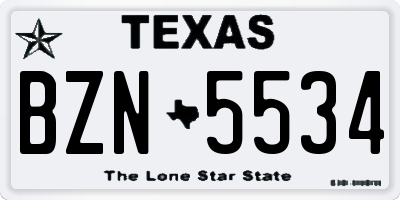 TX license plate BZN5534