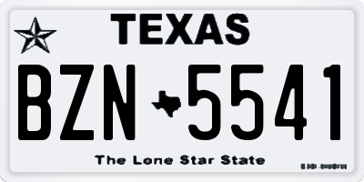 TX license plate BZN5541