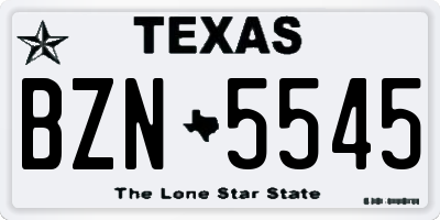 TX license plate BZN5545