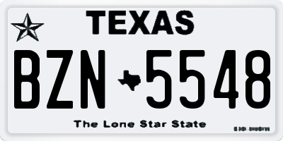 TX license plate BZN5548