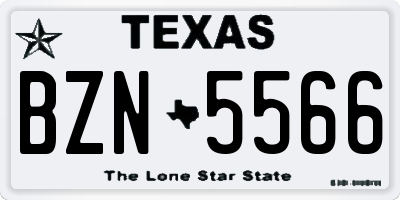 TX license plate BZN5566