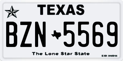 TX license plate BZN5569