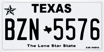 TX license plate BZN5576