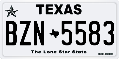 TX license plate BZN5583