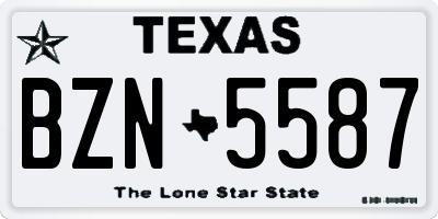 TX license plate BZN5587
