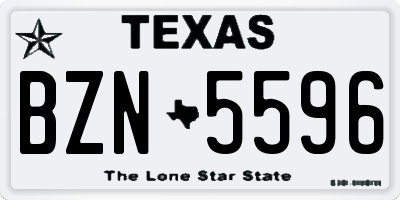 TX license plate BZN5596