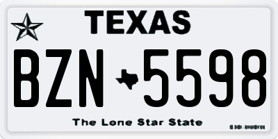 TX license plate BZN5598
