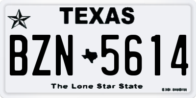 TX license plate BZN5614