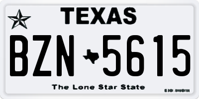 TX license plate BZN5615