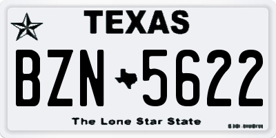 TX license plate BZN5622