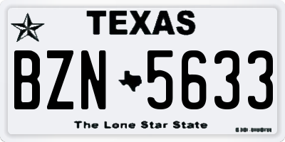TX license plate BZN5633